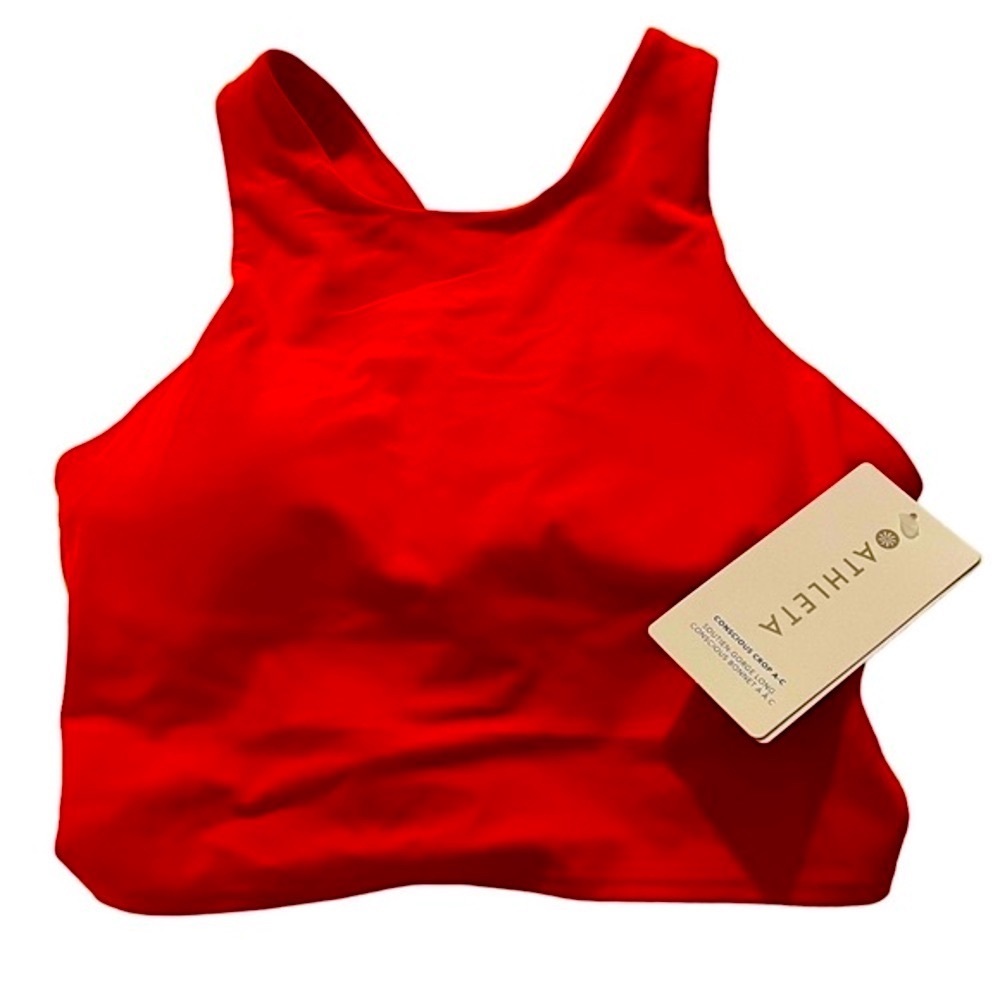 NWT - Athleta conscious crop A-C cup sports top. Orange color Size medium.